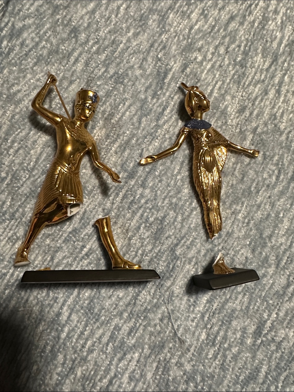 Franklin Mint Gold Egyptian Figures  - Set of Two DAMAGED
